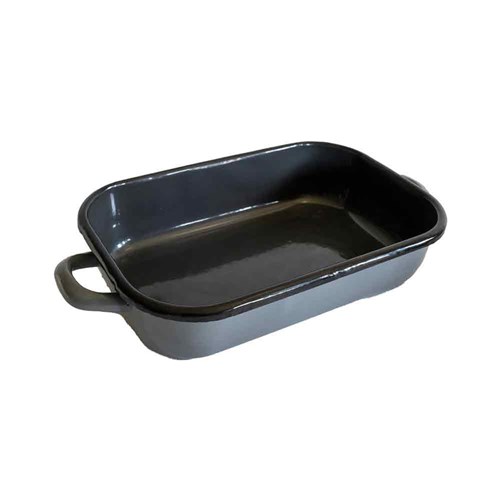 Enamelware Induction Baking Dish With Handles Grey 2.2L 340x185x65mm
