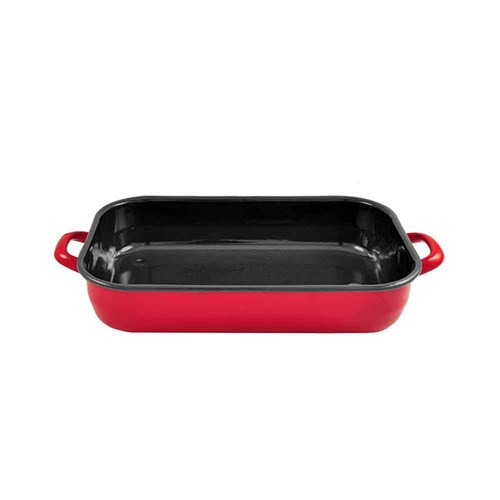 Enamelware Induction Baking Dish With Handles Red 4.8L 460x250x72mm