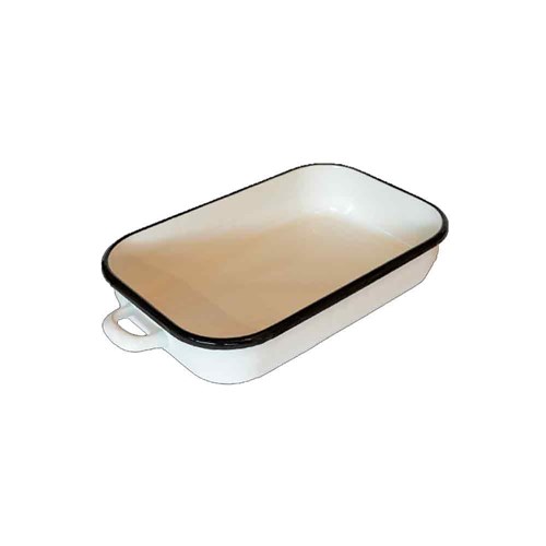 Enamelware Induction Baking Dish With Handles White 4.8L 460x250x72mm