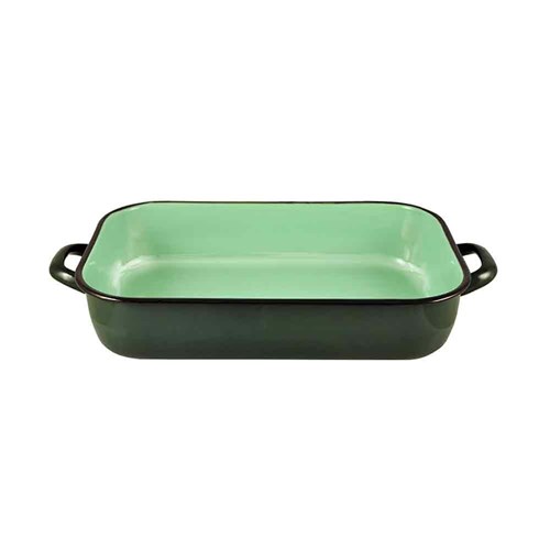 Enamelware Induction Baking Dish With Handles Green 6L 490x280x77mm