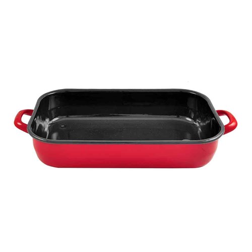 Enamelware Induction Baking Dish With Handles Red 6L 490x280x77mm