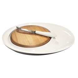 Buffet Oval Platter W/- Bamboo Insert & Cheese Knife