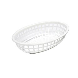 Basket Bread Oval Plastic Wht 240X150x50mm (36)