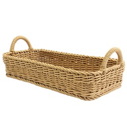 Rectangular Basket Tray With Handles Khaki 410x210x80mm Icon Chef