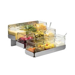 Condiments Station 3 Tier With 9 Glass Jars Stainless Steel 315x320x175mm