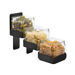 Condiments Station 3 Tier With 3 Glass Jars Black 209x314x107mm