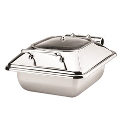 Athena Stainless Steel Rectangle Induction Chafer 1/2 Size With Glass Lid