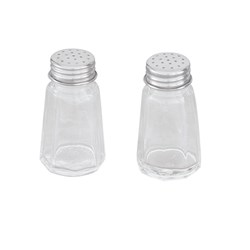 Glass Octagonal Salt & Pepper Shaker Set Clear/ Stainless Steel 70mm