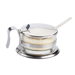 Pro.Mundi Parmesan/Sugar Bowl W/- Spoon 150Ml S/S & Gla