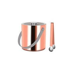 Double Wall Ice Bucket With Tongs Rose Gold 1.8L