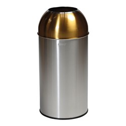 Probbax Open Dome Bin Stainless Steel With Yellow Lid 40L