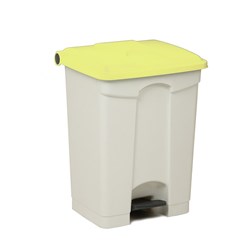 Probbax Pedal Bin Plastic White Base Yellow Lid 70L