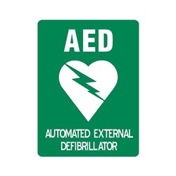 Defribrillator AED Flat Wall Sign Green 225x300mm
