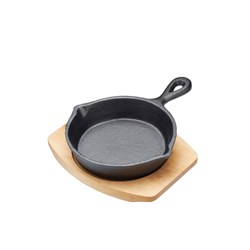 Small Frypan Cast Iron With Wood Base 150mm Artesa