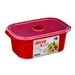 Microsafe Container Rect 1.6Lt Red W/ Steam Rack & Lid (4)