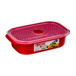 Microsafe Container Rect 900Ml Red W/ Clr Lid (6)