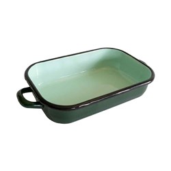 Enamelware Induction Baking Dish With Handles Green 2.2L 340x185x65mm