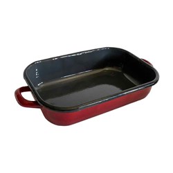 Enamelware Induction Baking Dish With Handles Red 2.2L 340x185x65mm