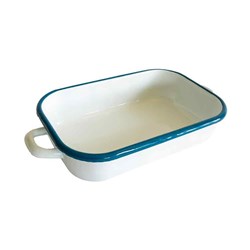 Enamelware Induction Baking Dish With Handles White 2.2L 340x185x65mm