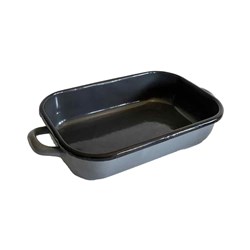 Enamelware Induction Baking Dish With Handles Grey 2.2L 340x185x65mm