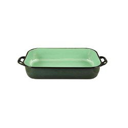 Enamelware Induction Baking Dish With Handles Green 3.4L 405x225x72mm