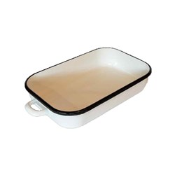 Enamelware Induction Baking Dish With Handles White 3.4L