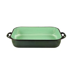 Enamelware Induction Baking Dish With Handles Green 6L 490x280x77mm
