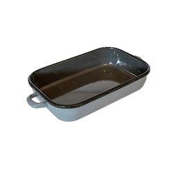 Enamelware Induction Baking Dish With Handles Grey 6L 490x280x77mm