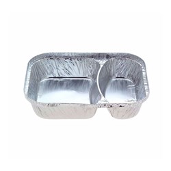 Rectangle Foil Two Compartment Takeaway Tray 205x155x35mm