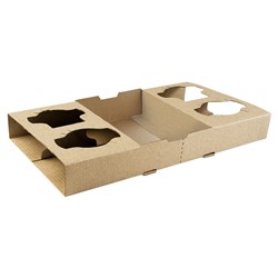 Detpack Four Cup Drinks Tray Brown