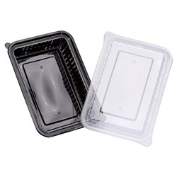 Wavebox Plastic Rectangle Container Black 204x138x54mm 480ml