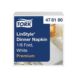 LinStyle Dinner Napkin White 1/8 Fold 390x390mm Tork