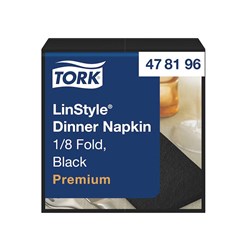 LinStyle Dinner Napkin Black 1/8 Fold 390x390mm Tork