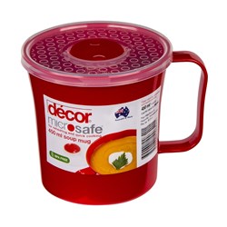 3452214 - Microsafe Soup Mug 450Ml Red W/ Clr Lid (6)
