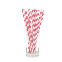Paper Straw Regular Pink/ White Stripes