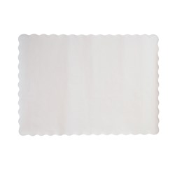 Scalloped Paper Disposable Tray Mat White