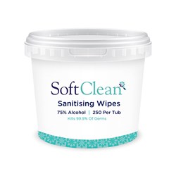 Soft Clean Sanitising Wipes Tub 160x150mm