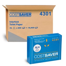 Costsaver Interfold Toilet Tissue White 1ply 200/Sheets