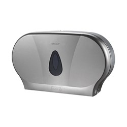 Plastic Twin Jumbo Toilet Roll Dispenser Metallic Grey 518x133x310mm 