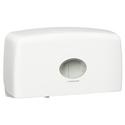 Aquarius Plastic Jumbo Twin Toilet Roll Dispenser White 278x144x285mm