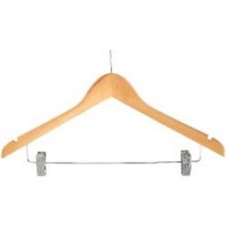 Wooden Pilfer-Proof Coat Hanger With Clips Natural