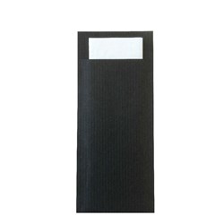 Ecoline Paper Cutlery Pouch Black/ White 200x85mm