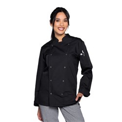 Alex Long Sleeves Chef Jacket Press Stud Black XS Aussie Chef