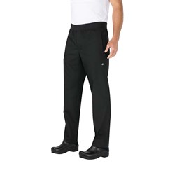 5484743 - Lightweight Slim Fit Men Chef Pants with Drawstring Black Large
