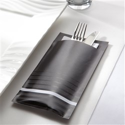 Isi Paper Cutlery Pouch Grey/ White 200x100mm