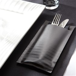 Isi Paper Cutlery Pouch Grey/ Black 200x100mm