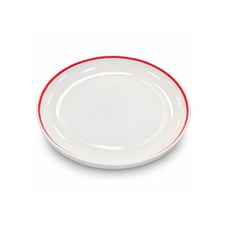 JUNIPER RND PLATE WHT 160X20MM PTD BURGUNDY BAND 6MM (6/72)