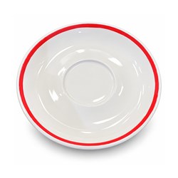 JUNIPER COFFEE SAUCER 149MM PTD BURGUNDY BAND (6/48) WHT