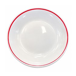 JUNIPER BOWL RND WHT 230X43 PTD BURGUNDY BAND (4/24) CORE