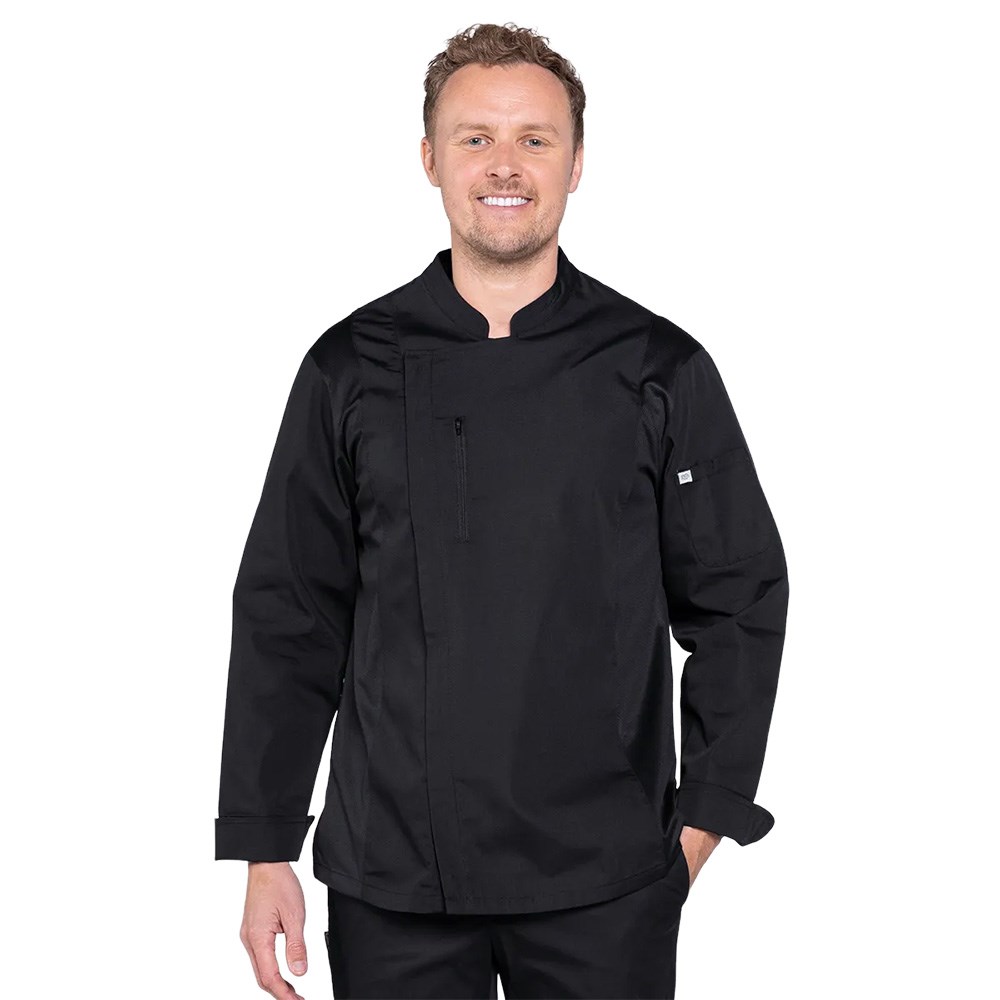 ✨大きい✨US SUPER SIZE DUNGAREES CHEF JACKET Alex Long Sleeves Chef Jacket Zipper Black XS Aussie Chef | Reward